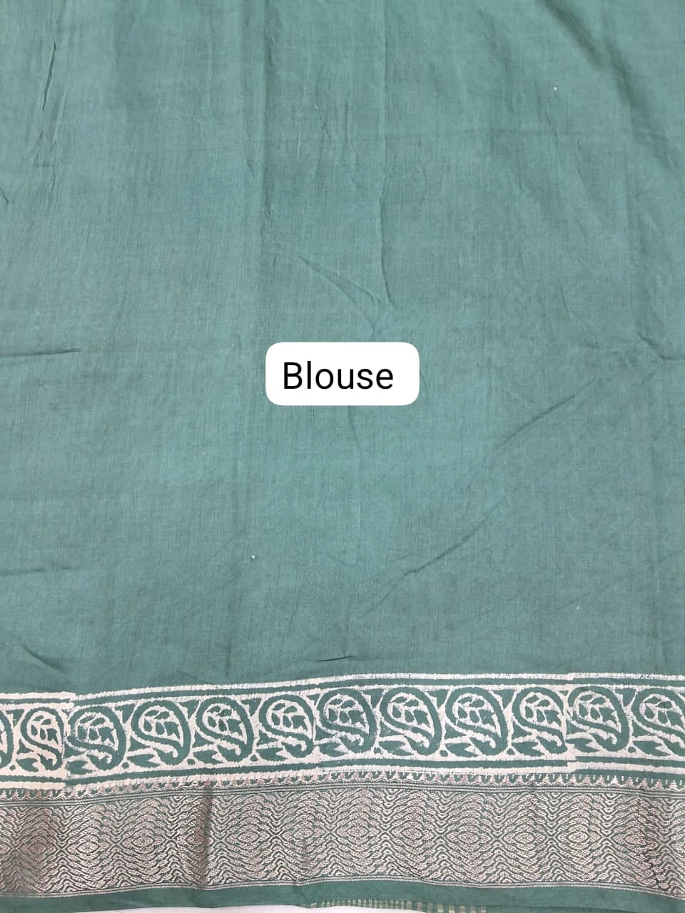 Green Maheshwari silk saree blouse