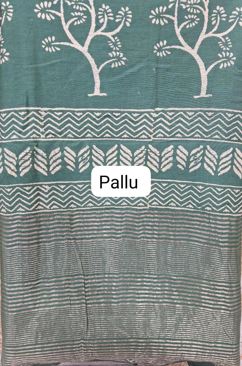 Green Maheshwari silk saree pallu