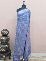 Blue Maheshwari silk saree 