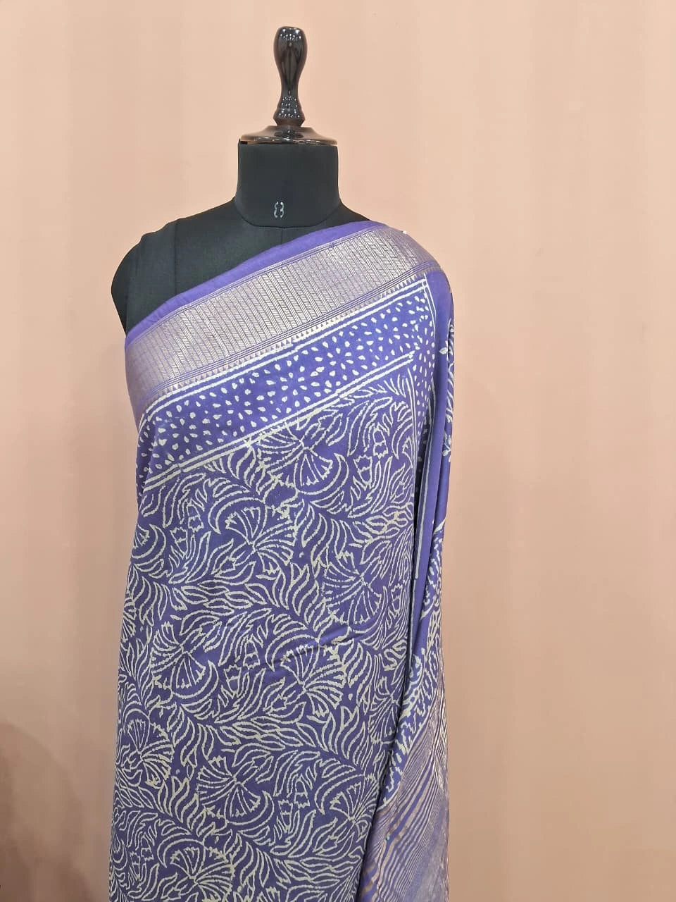 Blue Maheshwari silk saree 1