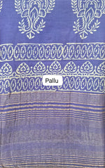 Blue Maheshwari silk saree pallu