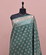 Marine Blue Maheshwari Silk Saree 1
