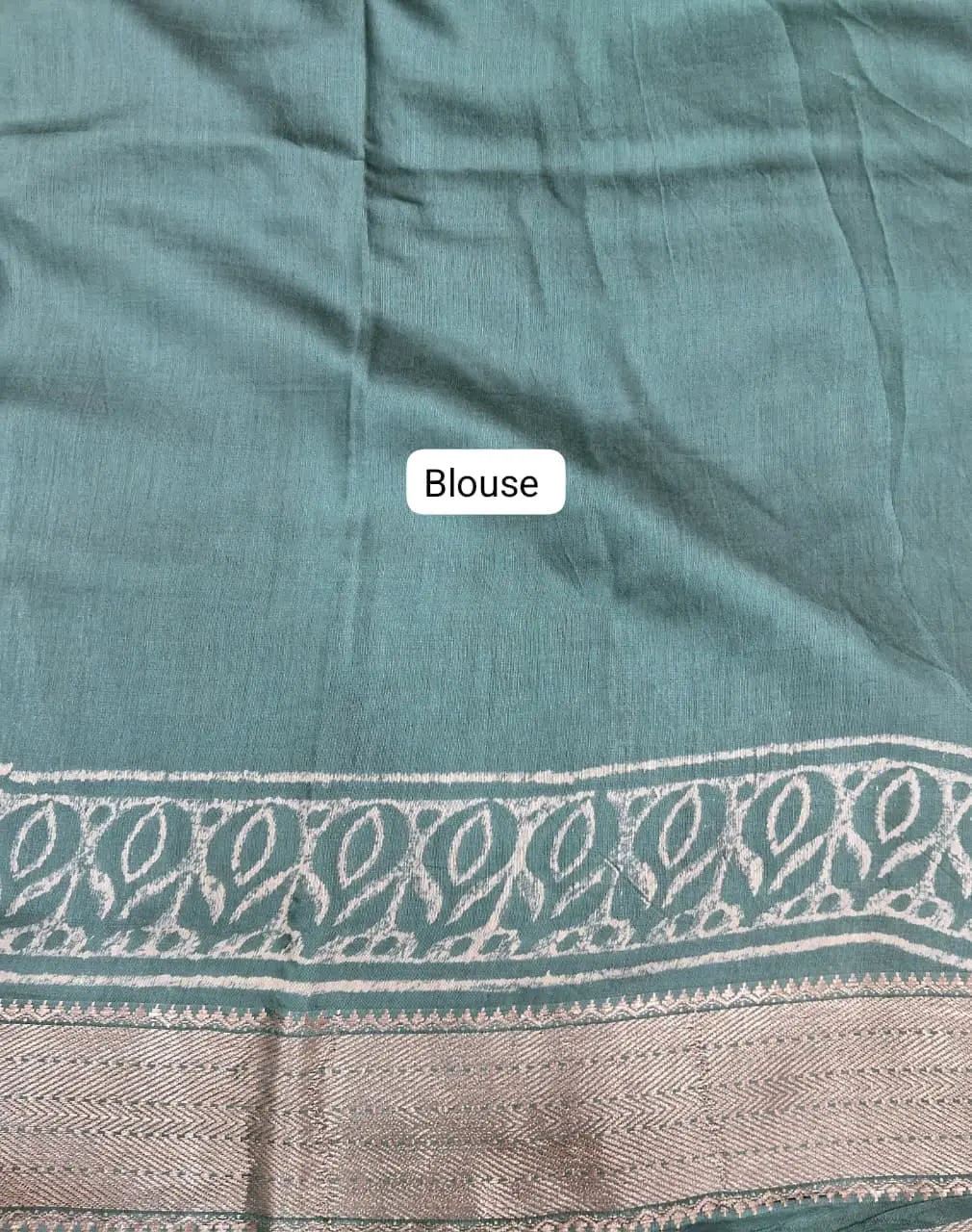 Marine Blue Maheshwari Silk Saree blouse