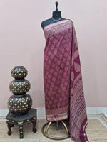 Dark Wine Maheshwari Silk Saree 