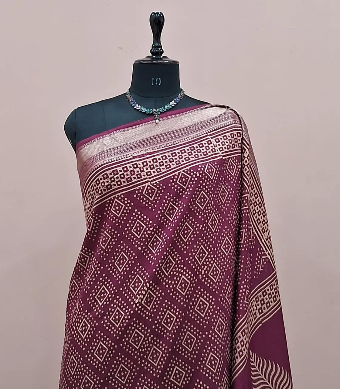 Dark Wine Maheshwari Silk Saree 1