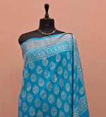Sky Blue Maheshwari Silk Saree 1