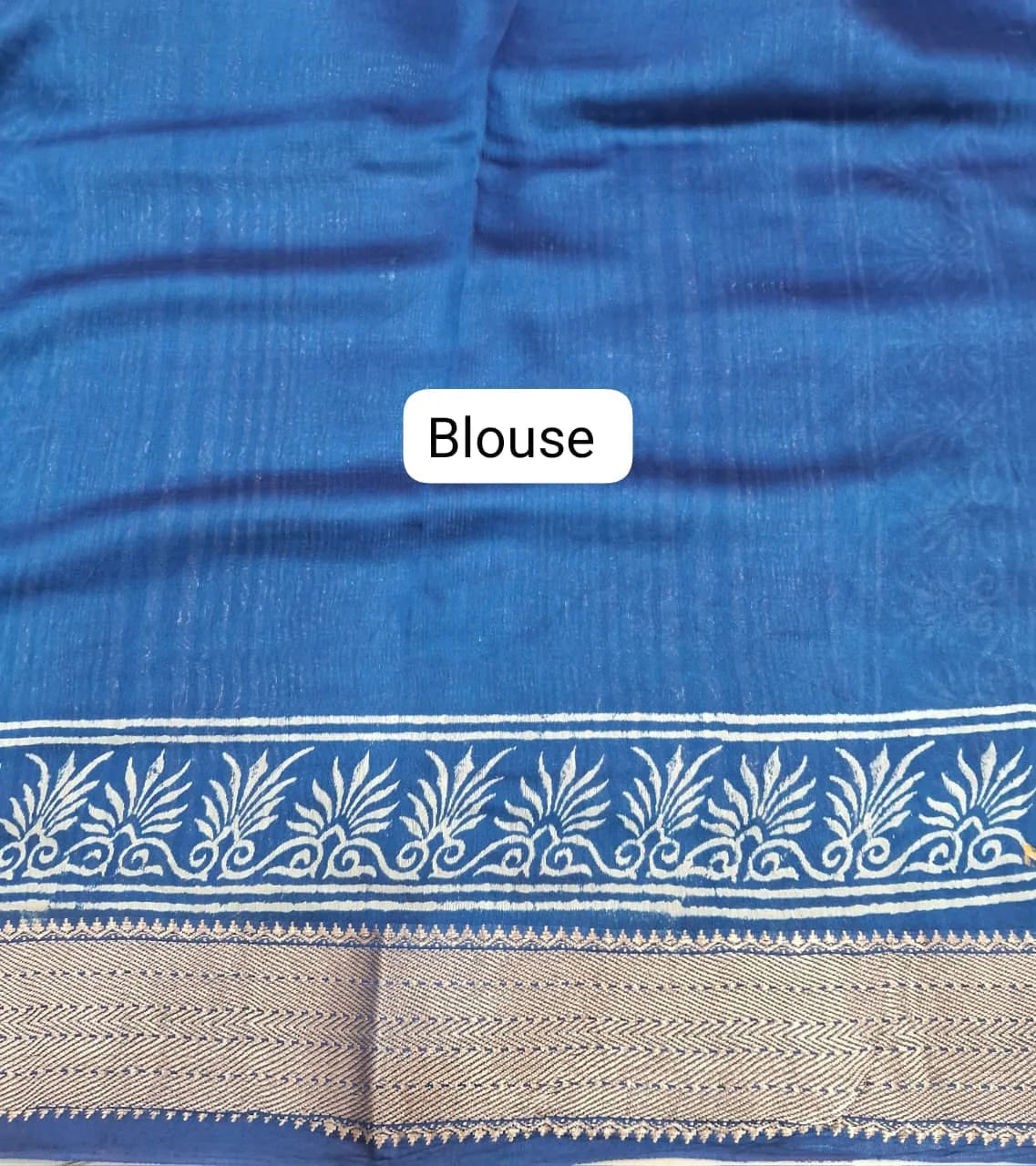 Navy Blue Maheshwari Silk Saree blouse