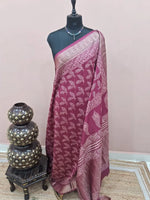 Maroon Maheshwari Silk Saree 