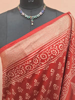 Rust Red Maheshwari Silk Saree 1