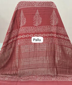 Rust Red Maheshwari Silk Saree pallu