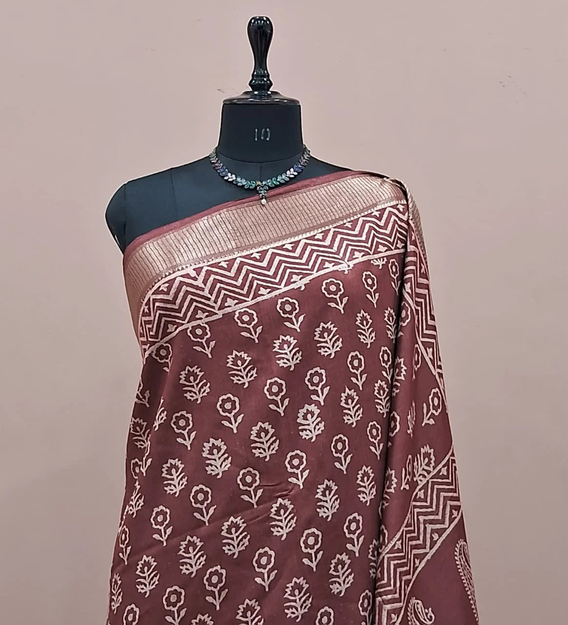 Brown Maheshwari Silk Saree 1