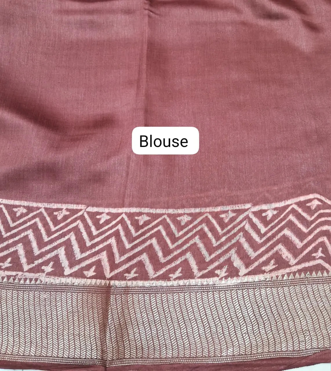 Brown Maheshwari Silk Saree blouse