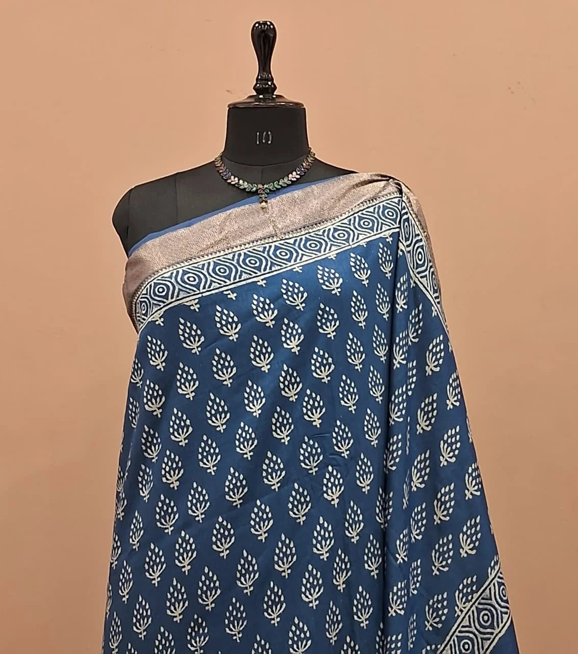 Blue Maheshwari Silk Saree 1