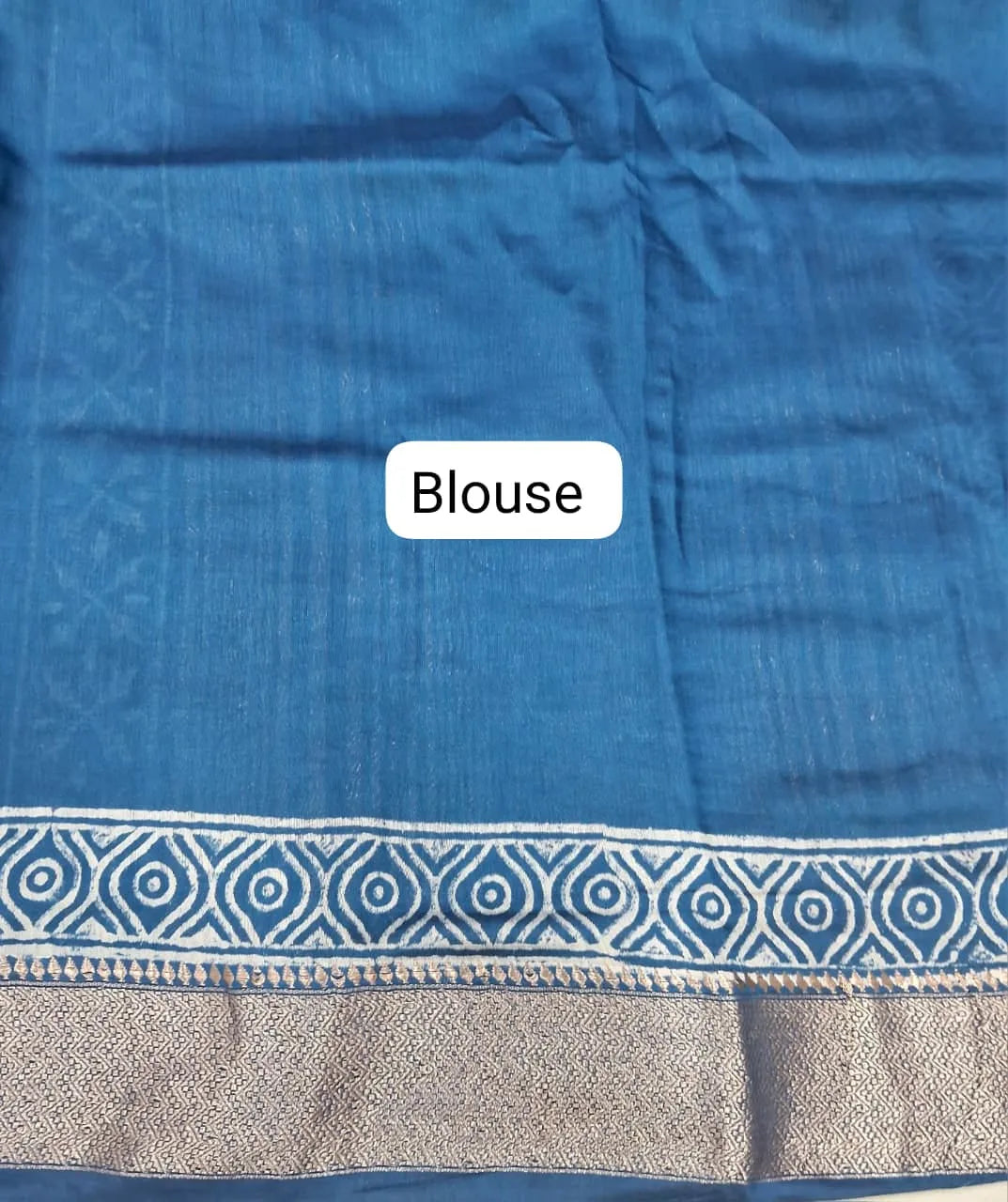Blue Maheshwari Silk Saree blouse