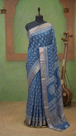 Blue Maheshwari Silk Saree 