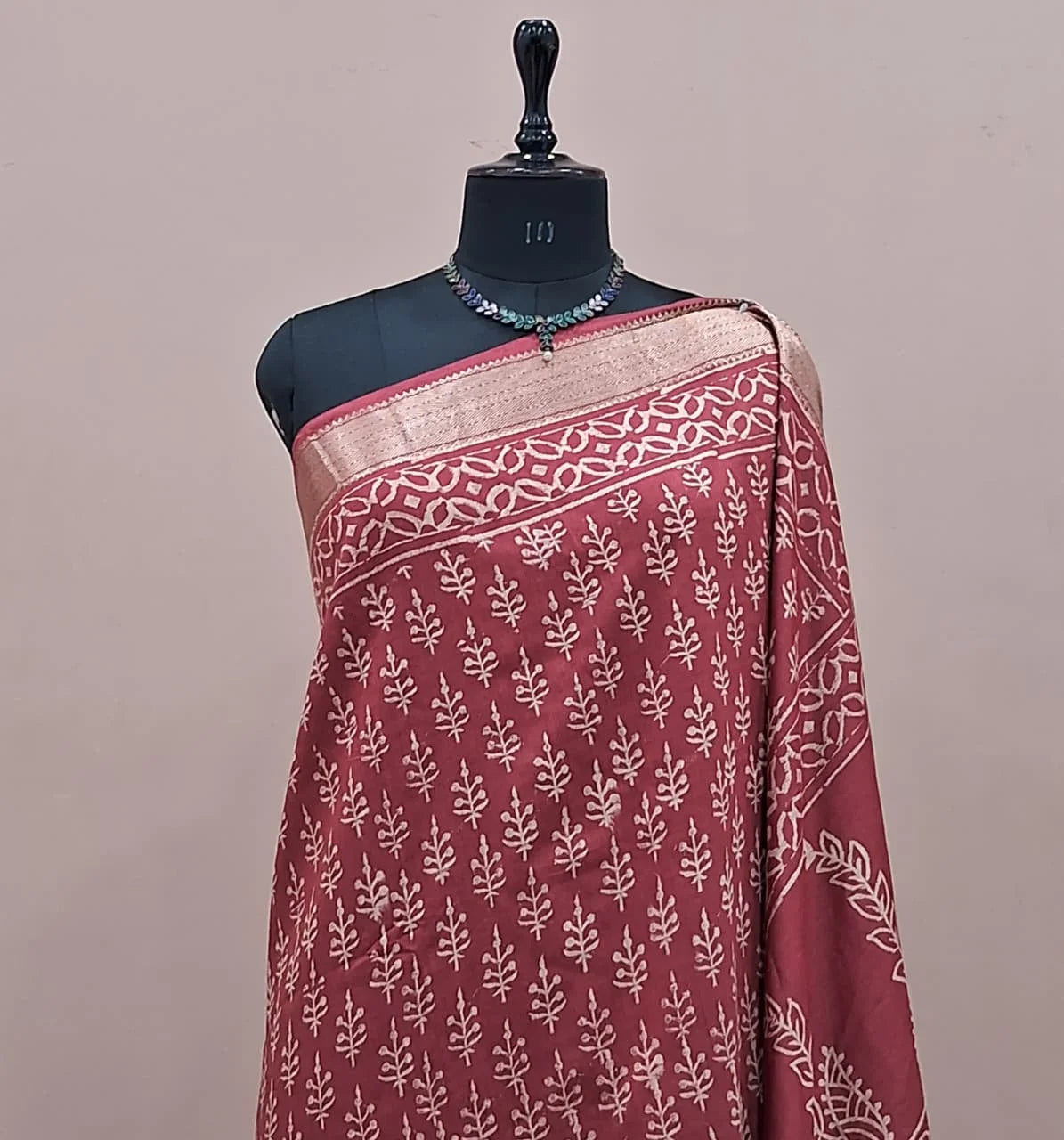 Light Maroon Maheshwari Silk Saree 1