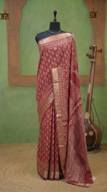 Light Maroon Maheshwari Silk Saree 