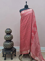 Rust Orange Maheshwari Silk Saree 