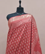Rust Orange Maheshwari Silk Saree 1