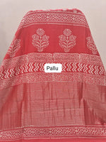 Rust Orange Maheshwari Silk Saree pallu