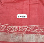 Rust Orange Maheshwari Silk Saree blouse