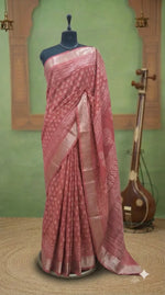 Rust Orange Maheshwari Silk Saree 