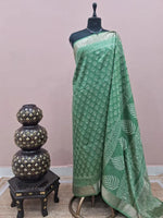 Seafoam Green Maheshwari Silk Saree 