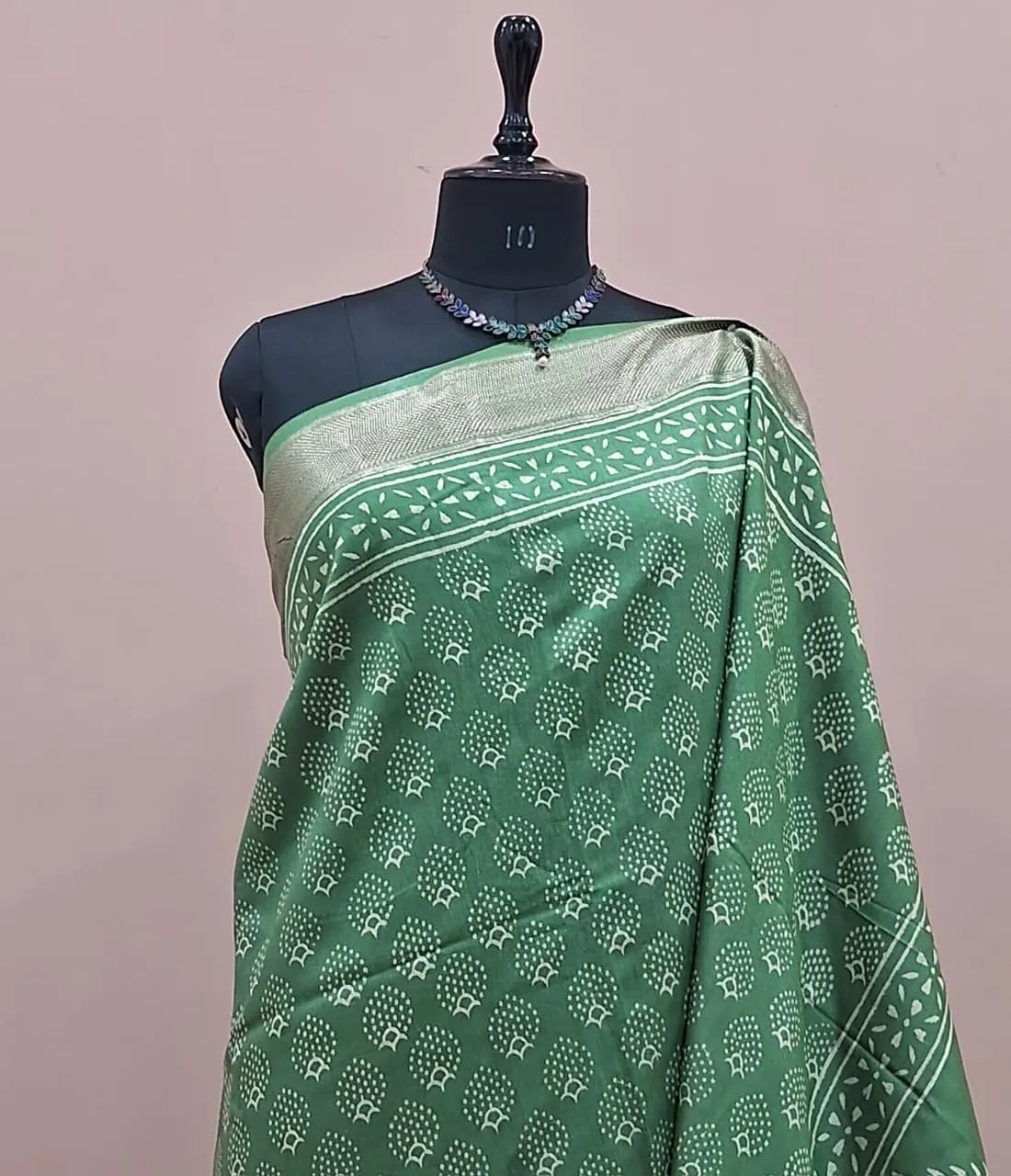 Seafoam Green Maheshwari Silk Saree 1