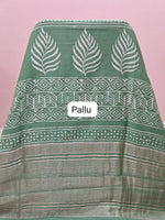Seafoam Green Maheshwari Silk Saree pallu