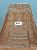Light Yellow Maheshwari Silk Saree pallu