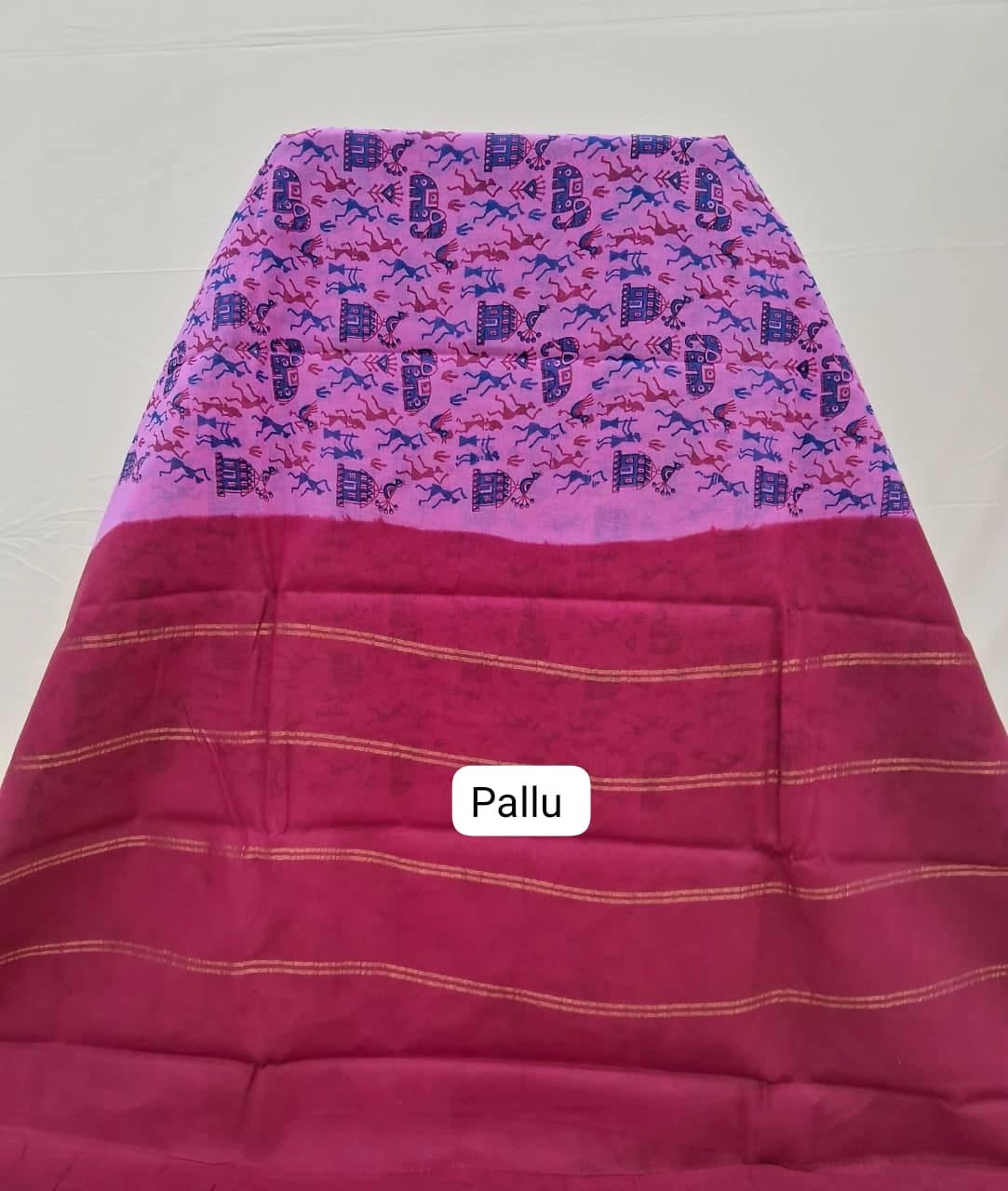 Dark Pink Sungudi Cotton Saree Pallu