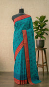 Graceful Teal Blue Sungudi Cotton Saree