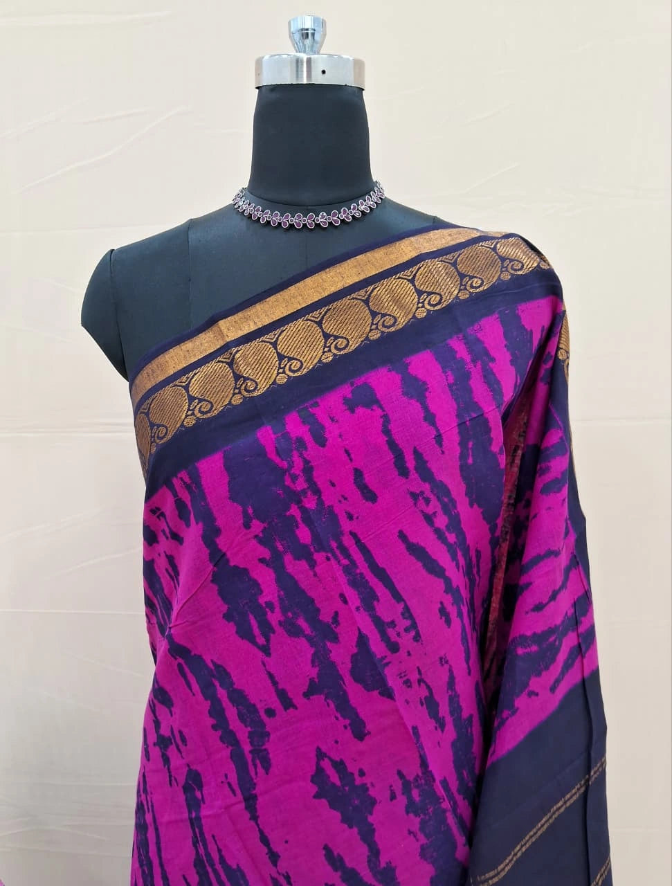 Rani Pink Sungudi Cotton Saree 1