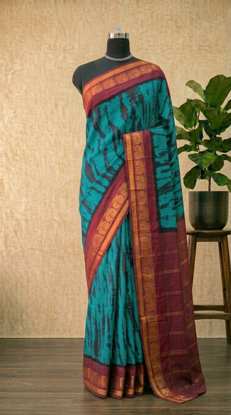 Rama Green Sungundi Cotton Saree