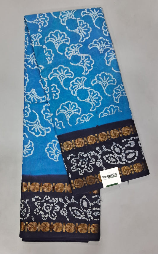 Blue Sungundi Cotton Saree