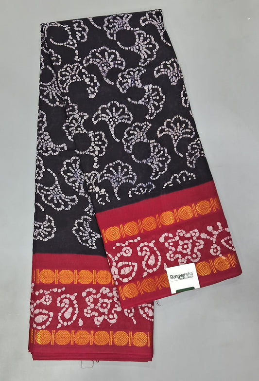 Black Sungundi Cotton Saree blouse