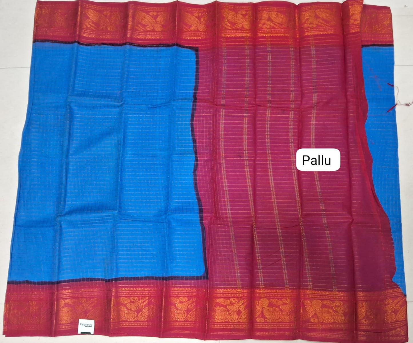 Blue Sungundi Cotton Saree 