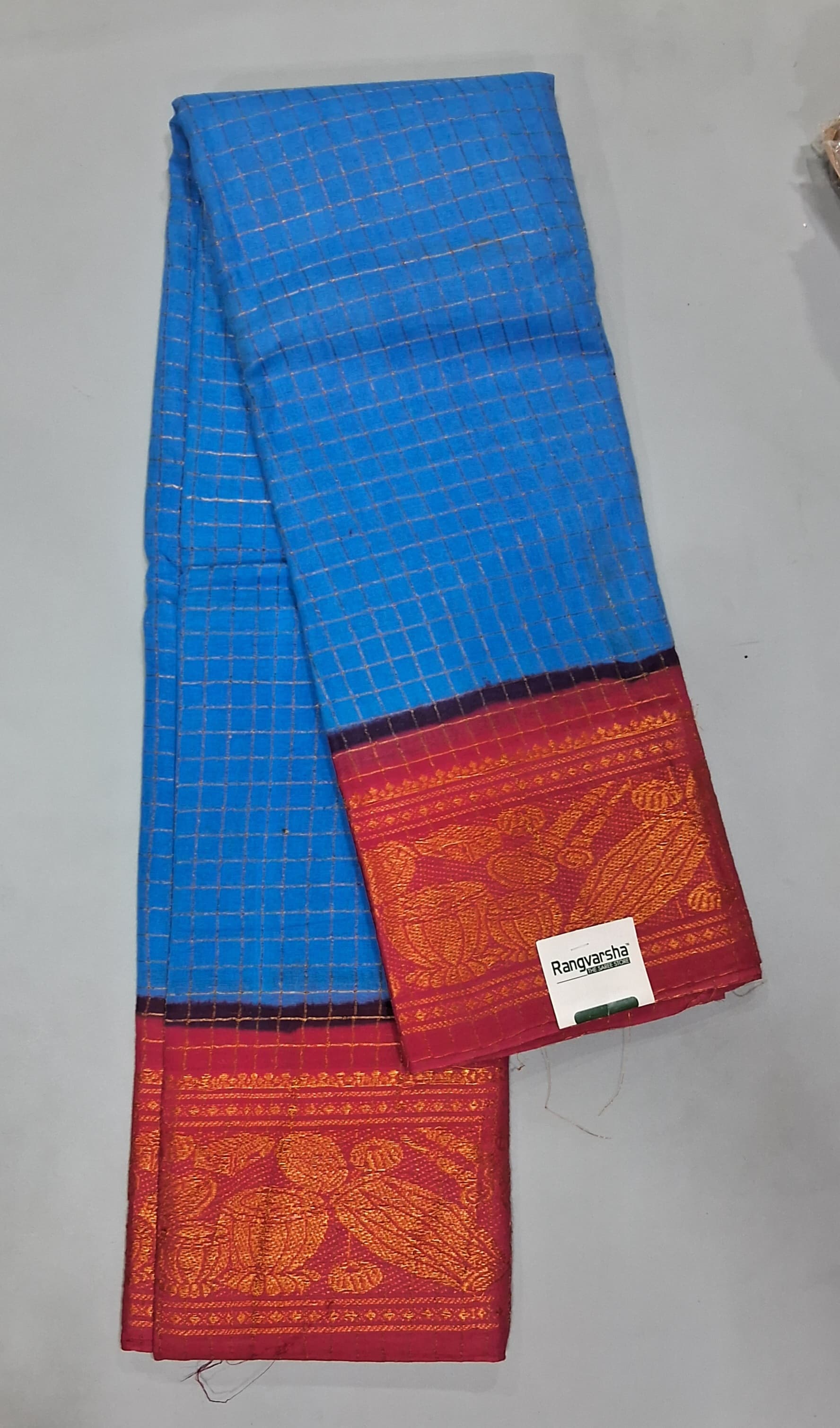 Blue Sungundi Cotton Saree 