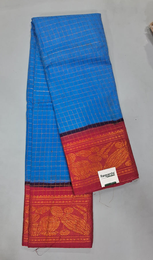Blue Sungundi Cotton Saree 