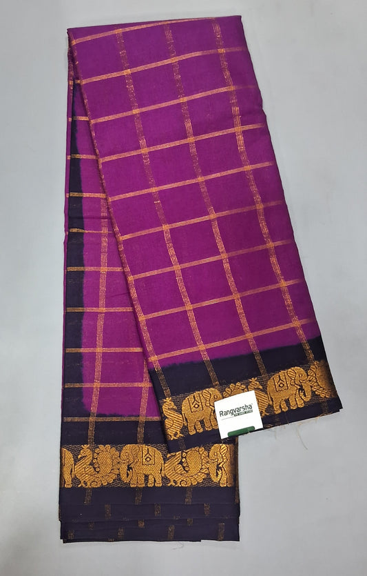 Purple Sungundi Cotton Saree