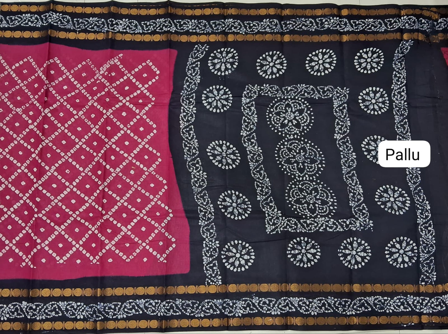 Red Sungudi Cotton Saree pallu
