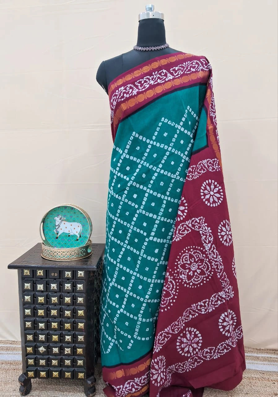 Elegant Teal Blue Sungudi Cotton Saree