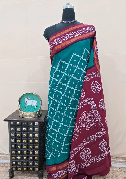 Elegant Teal Blue Sungudi Cotton Saree