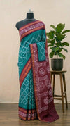 Elegant Teal Blue Sungudi Cotton Saree