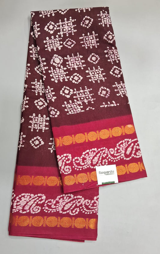 Brown Sungudi Cotton Saree