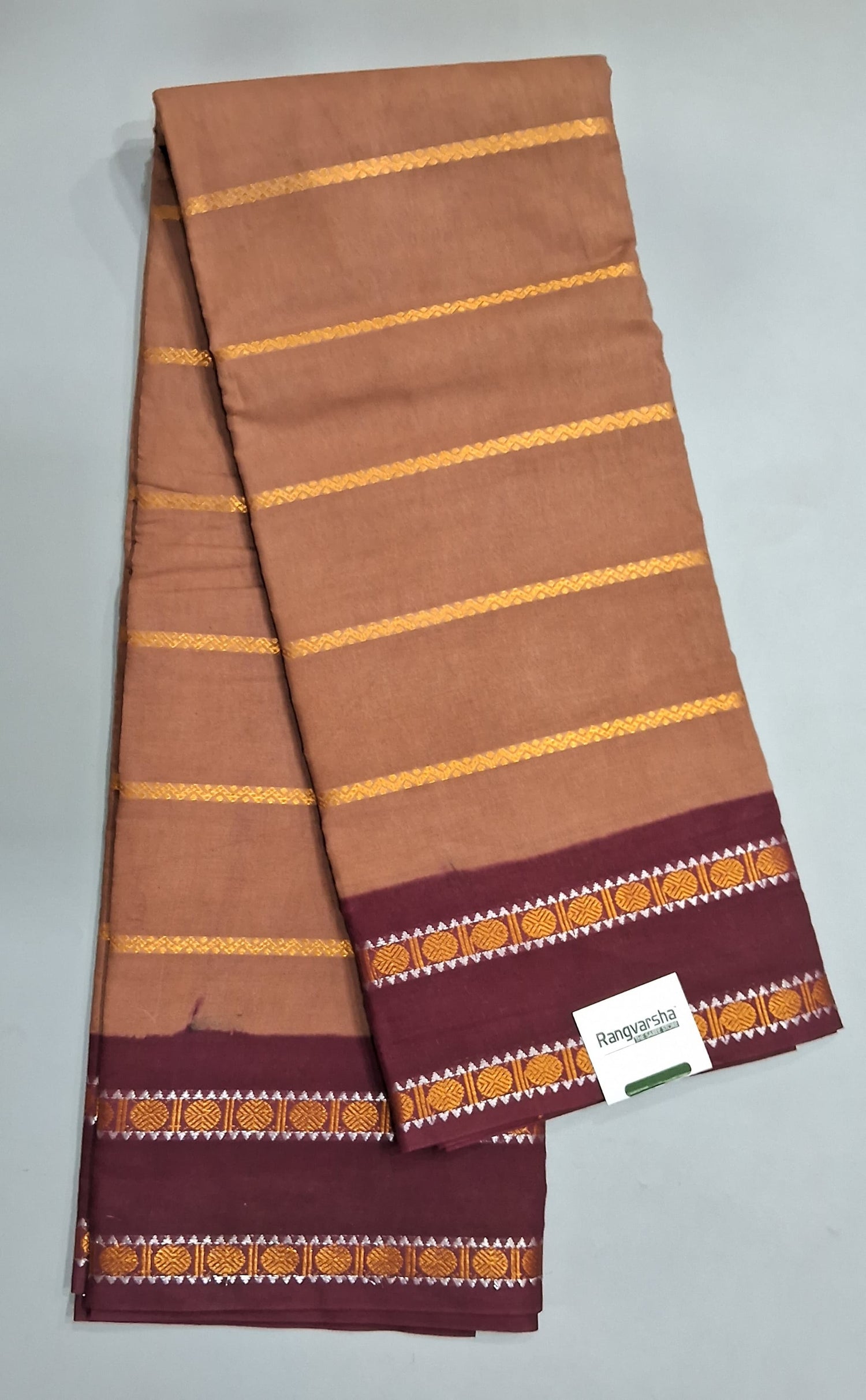 Beige Sungudi Cotton saree
