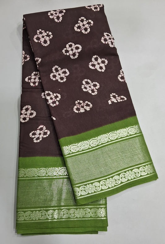 Brown Sungundi Cotton Saree
