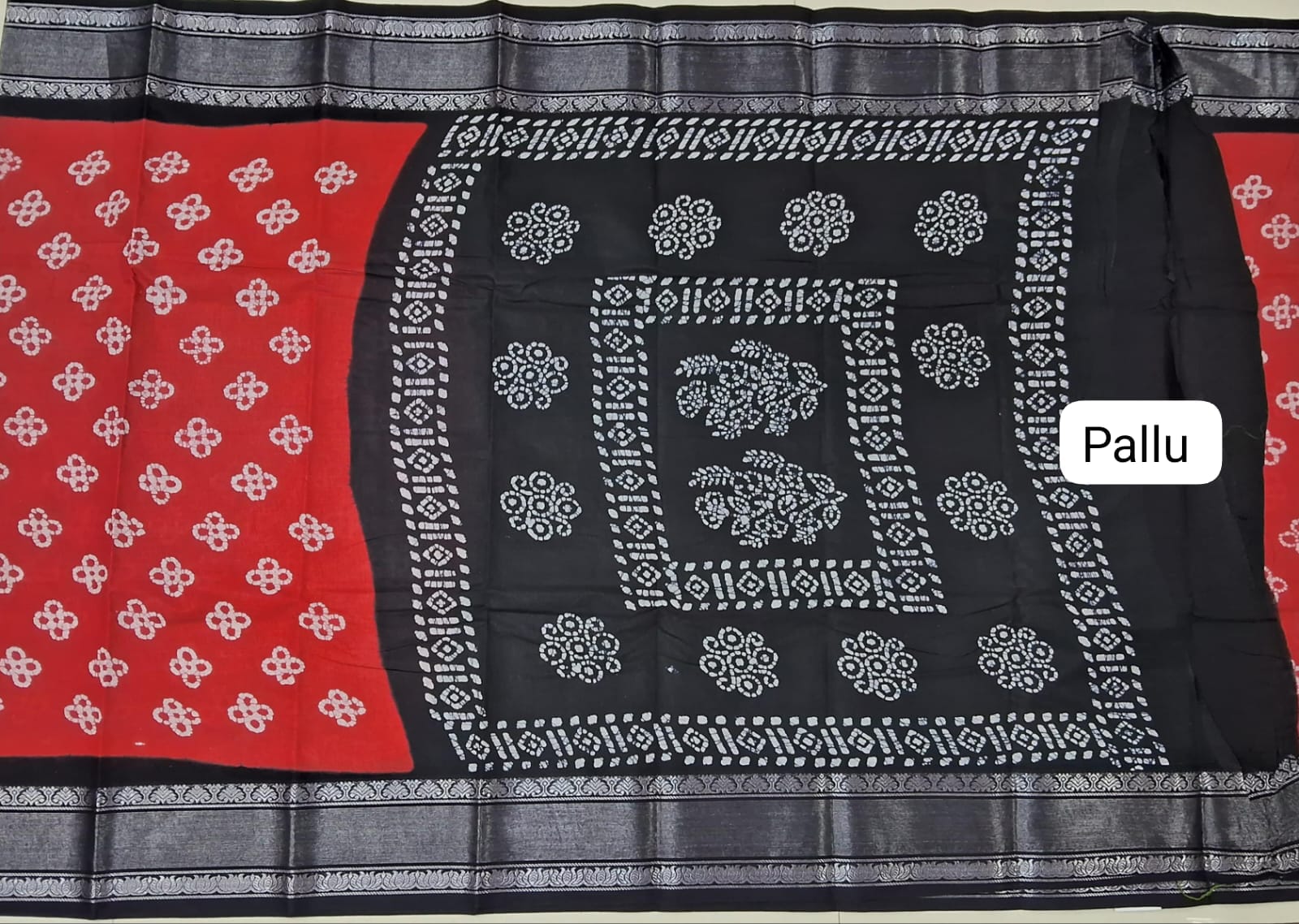 Red Sungudi Cotton Saree pallu