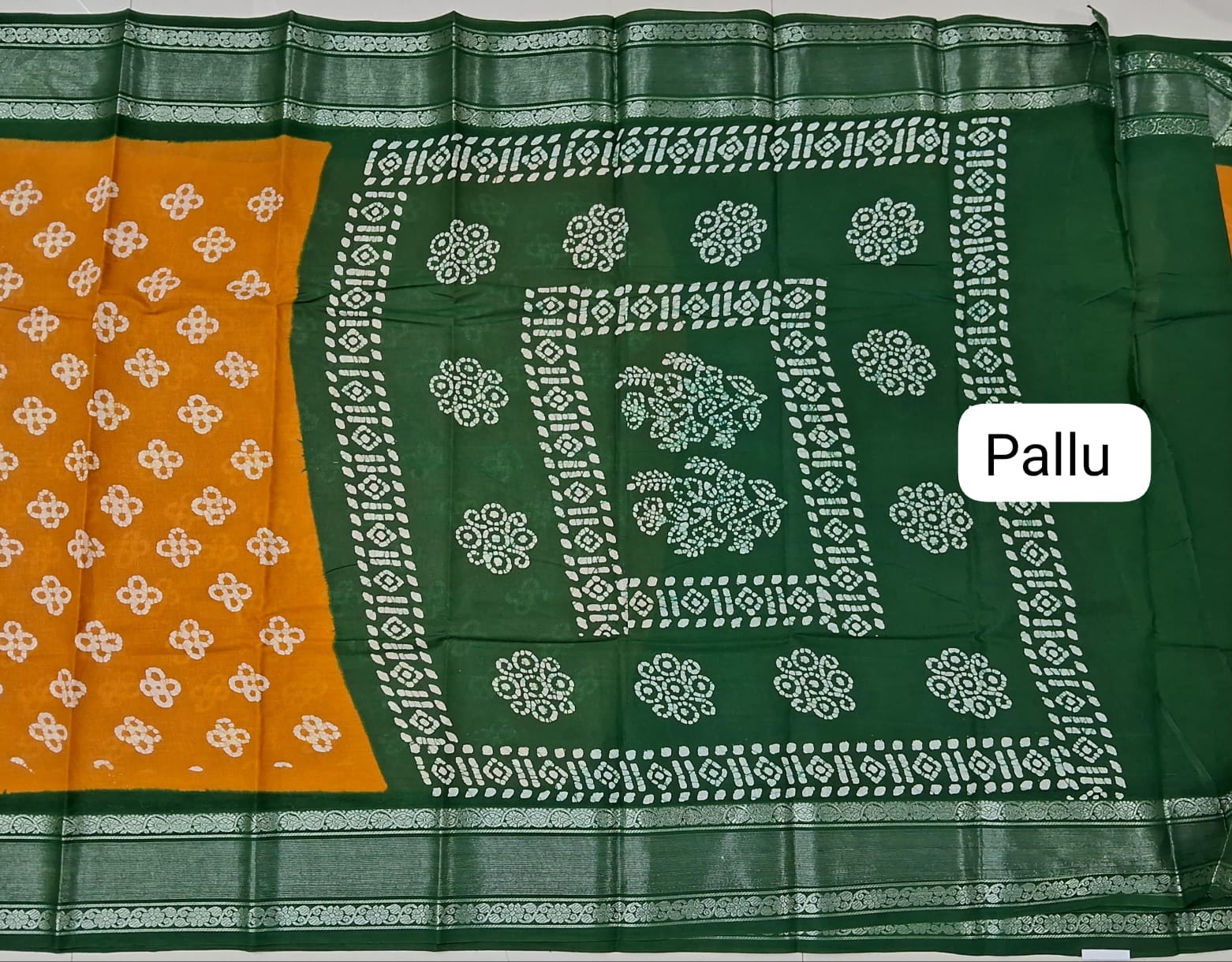 Mango Yellow Sungudi Cotton Saree pallu