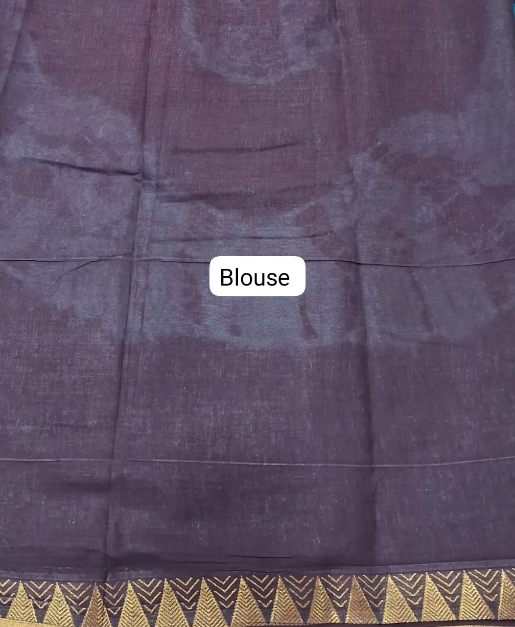 Rama Green Sungudi Cotton Saree Blouse